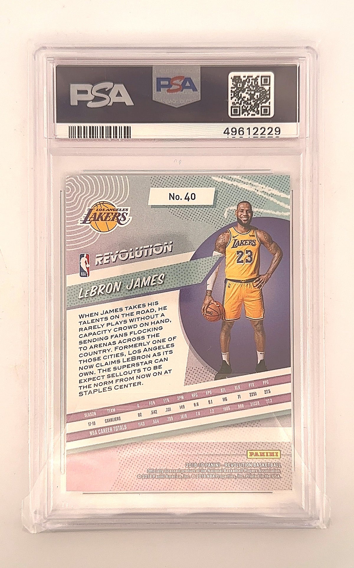 2018 Panini Revolution LeBron James #40 PSA 9 — back