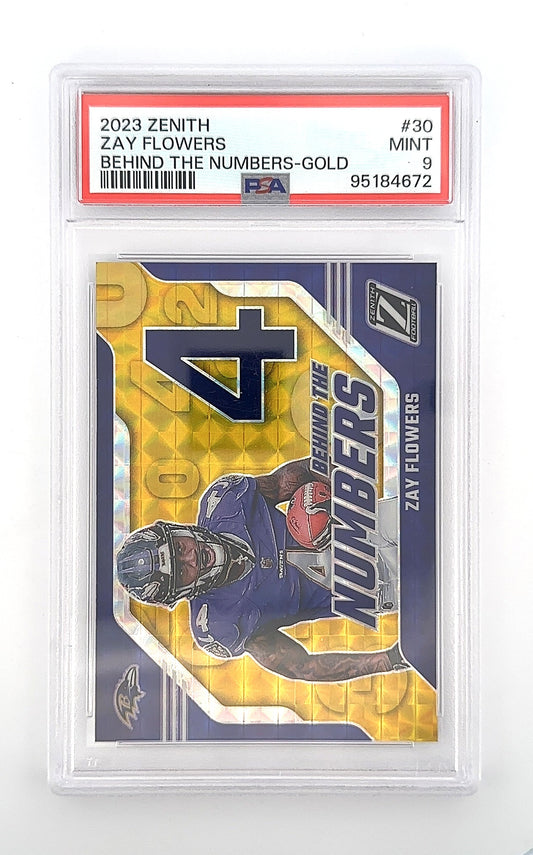 2023 Panini Zenith Behind the Numbers Zay Flowers [Gold] #30 — front
