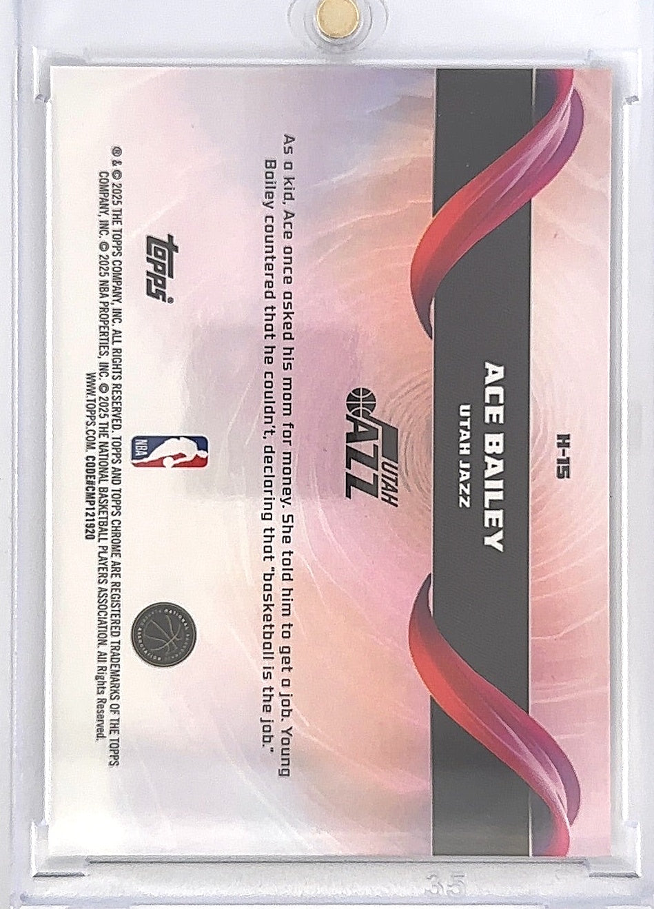 2025 Topps Chrome Helix Ace Bailey #H-15 — back