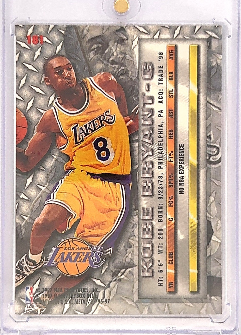 1996 Fleer Metal Kobe Bryant #181 — back
