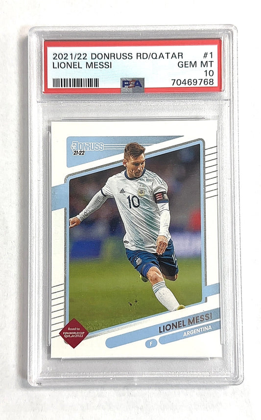Lionel Messi Donruss RD/QATAR PSA GEM MT 10 — front