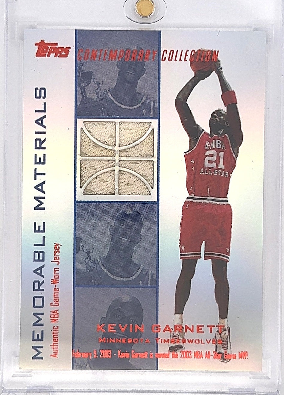 2004 Topps Contemporary Collection Memorable Materials Kevin Garnett #MEM-KG 40/50 — front