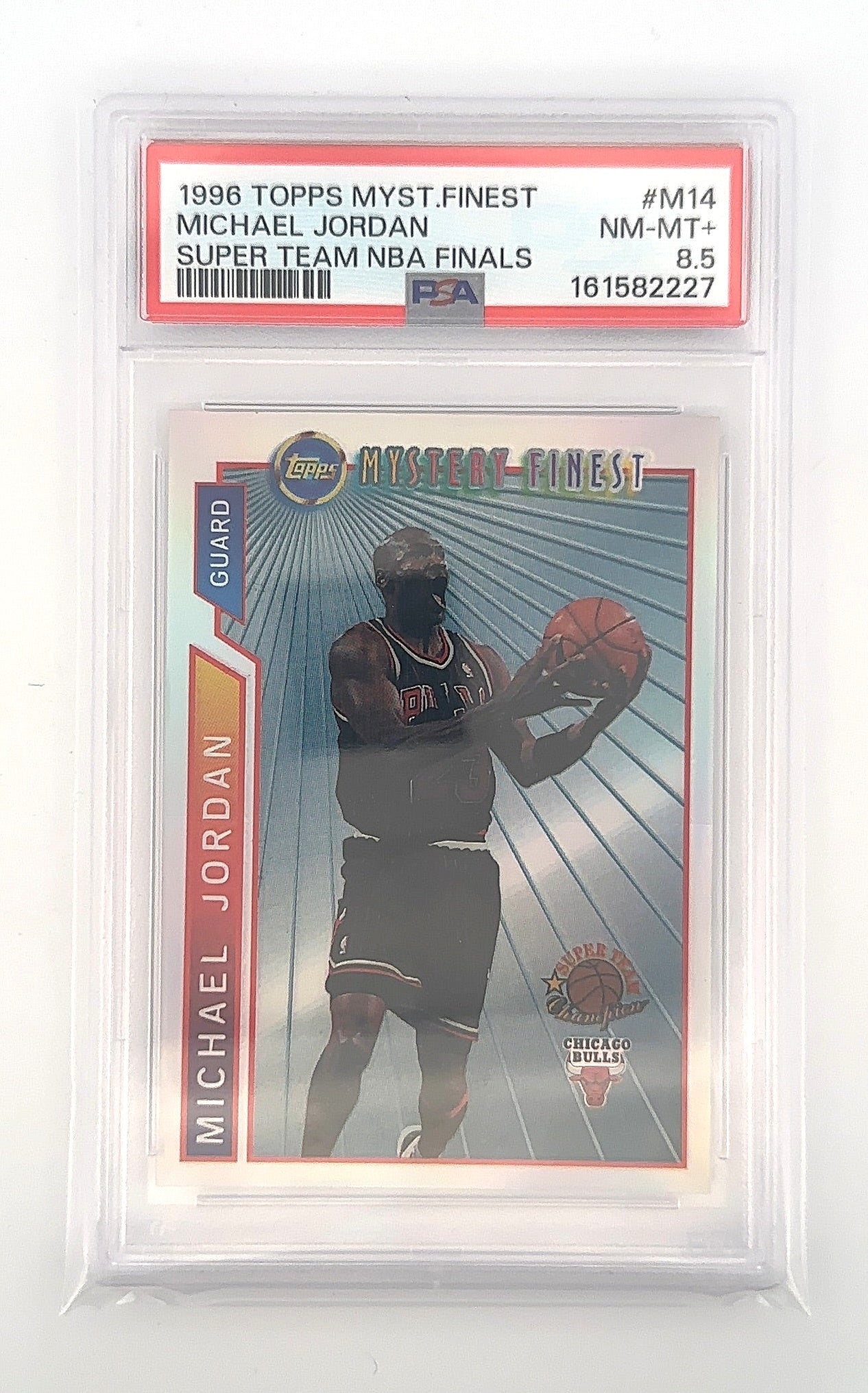 1996 Topps Mystery Finest Michael Jordan [Bordered Refractor] #M14 PSA 8 — front