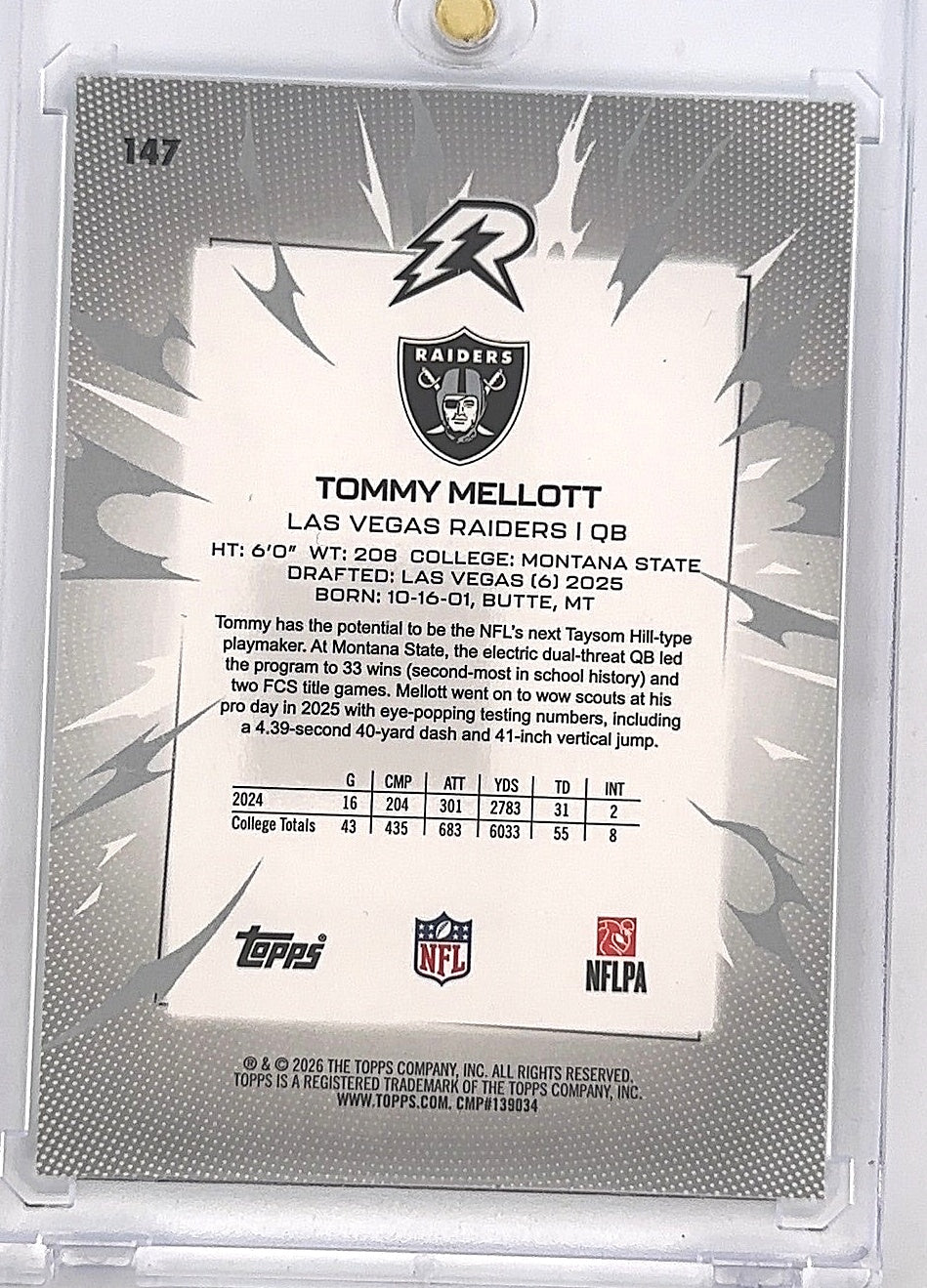 2025 Topps Resurgence Tommy Mellott [Teal Surge] #147 — back