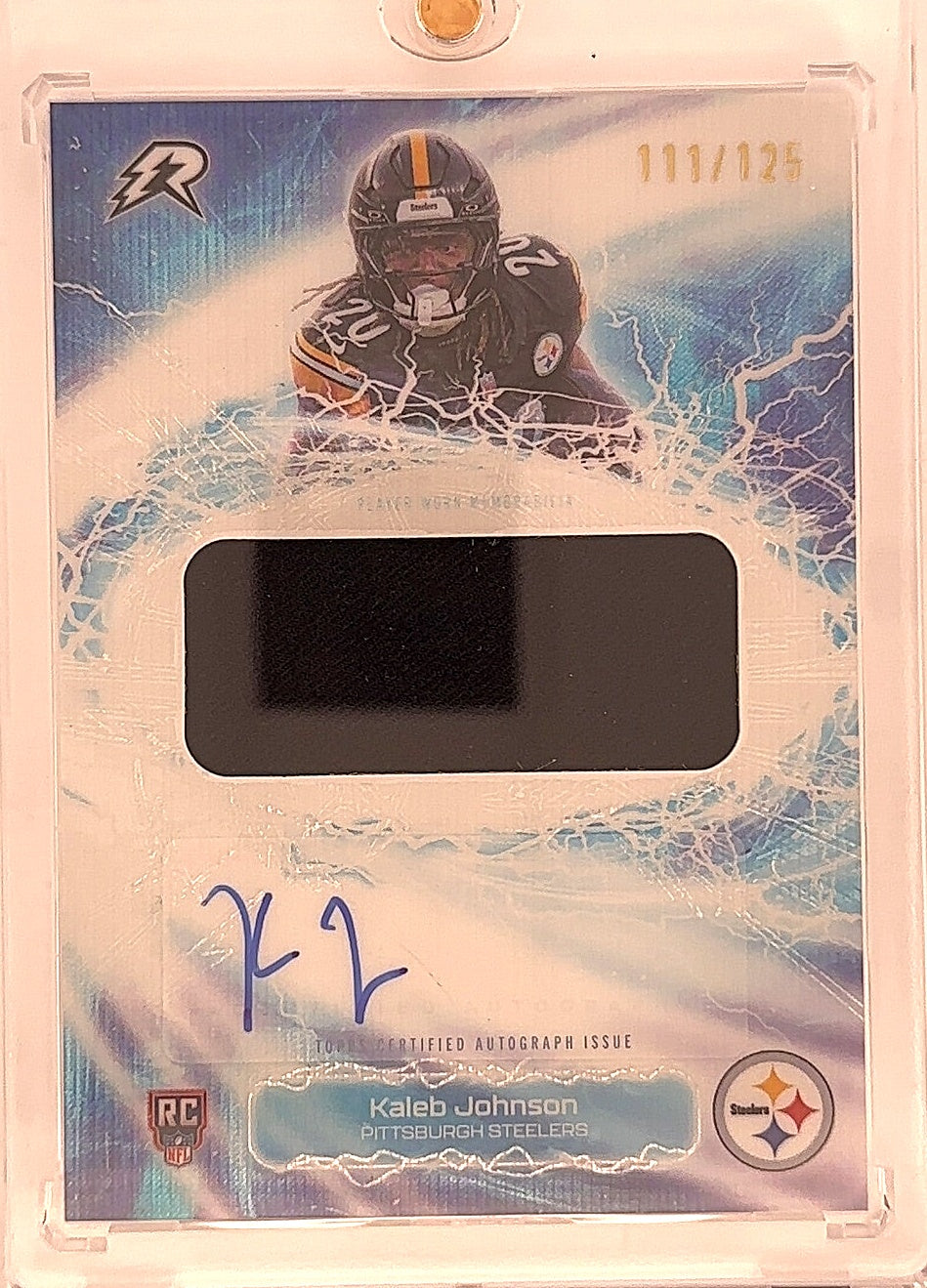 2025 Topps Resurgence Radial Rookie Auto Relic Kaleb Johnson /125 [Blue] #RRA-KJ — front