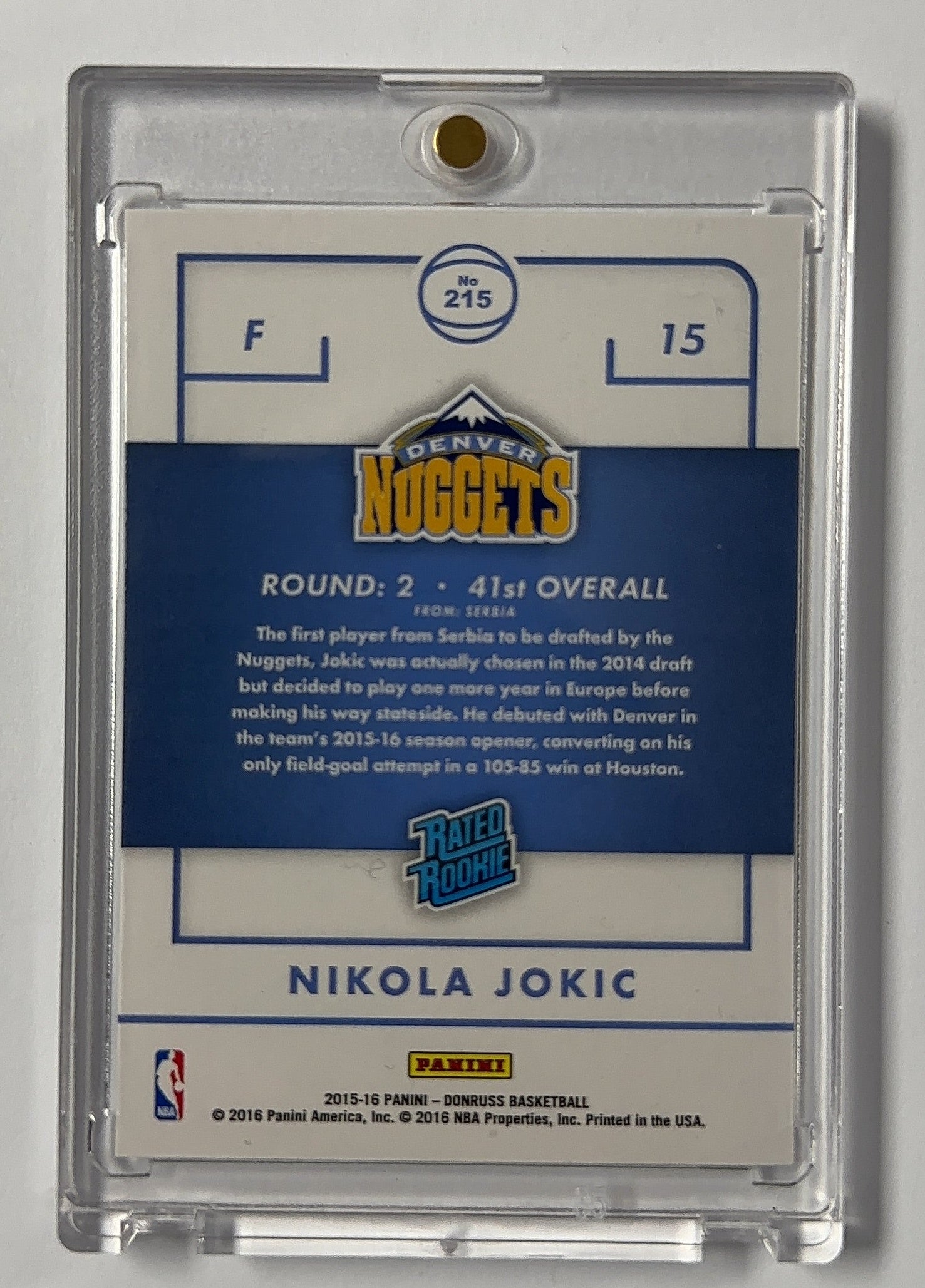 Nikola Jokic Donruss — back
