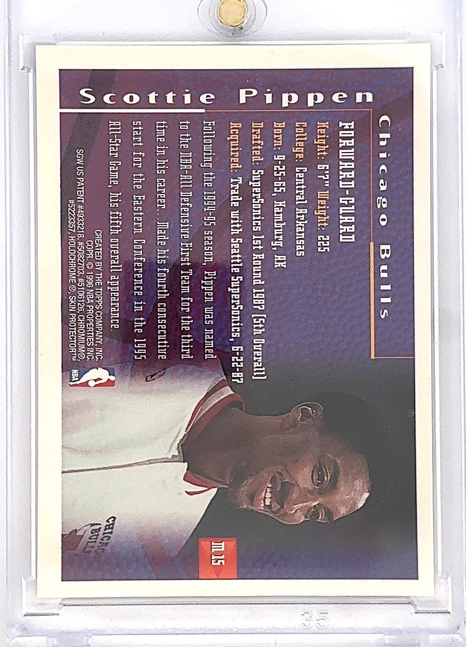 1995 Finest Mystery Scottie Pippen [Borderless Refractor] #M15 — back