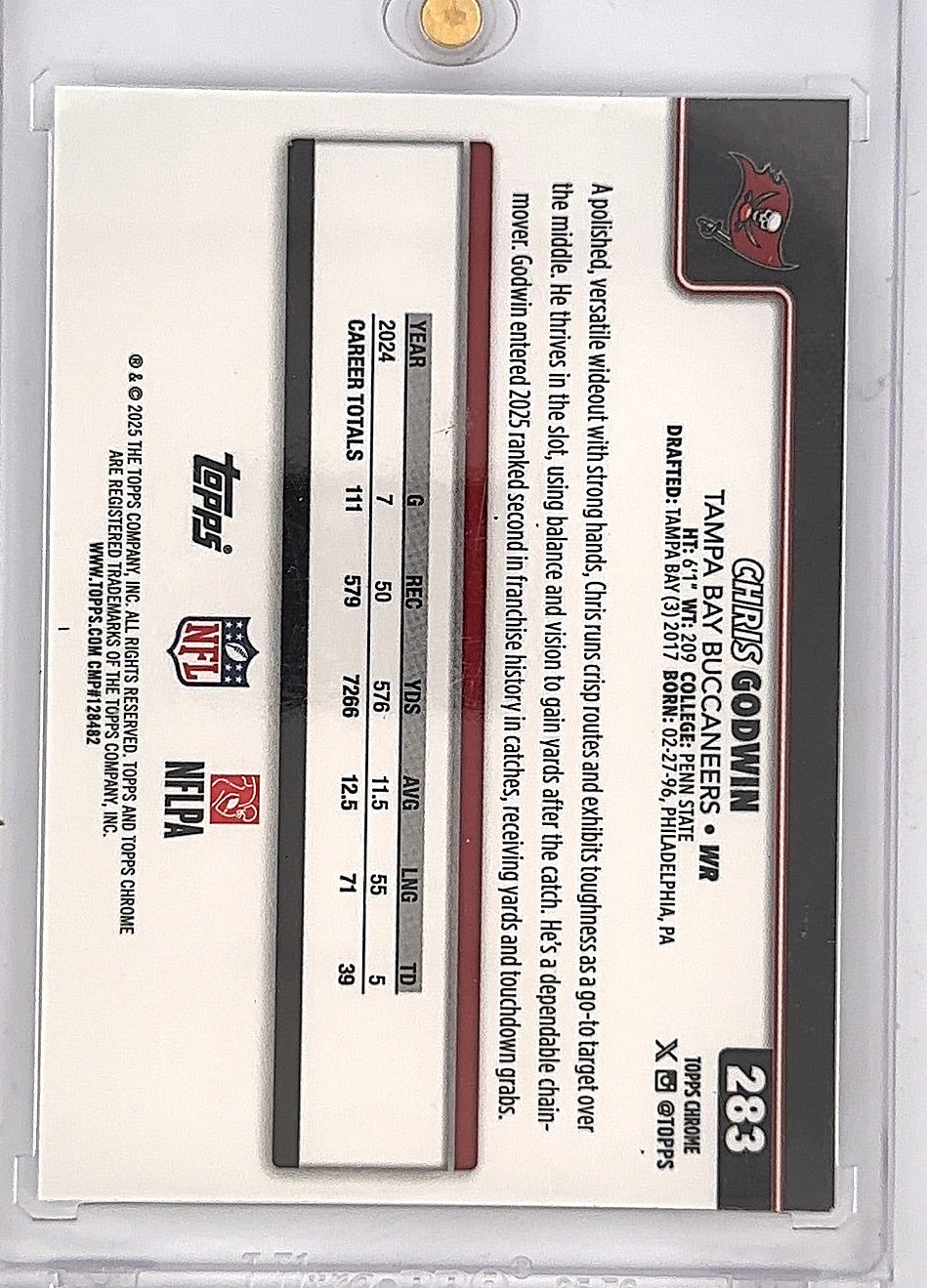 2025 Topps Chrome Chris Godwin [Lightboard Logo Variation] #283 — back