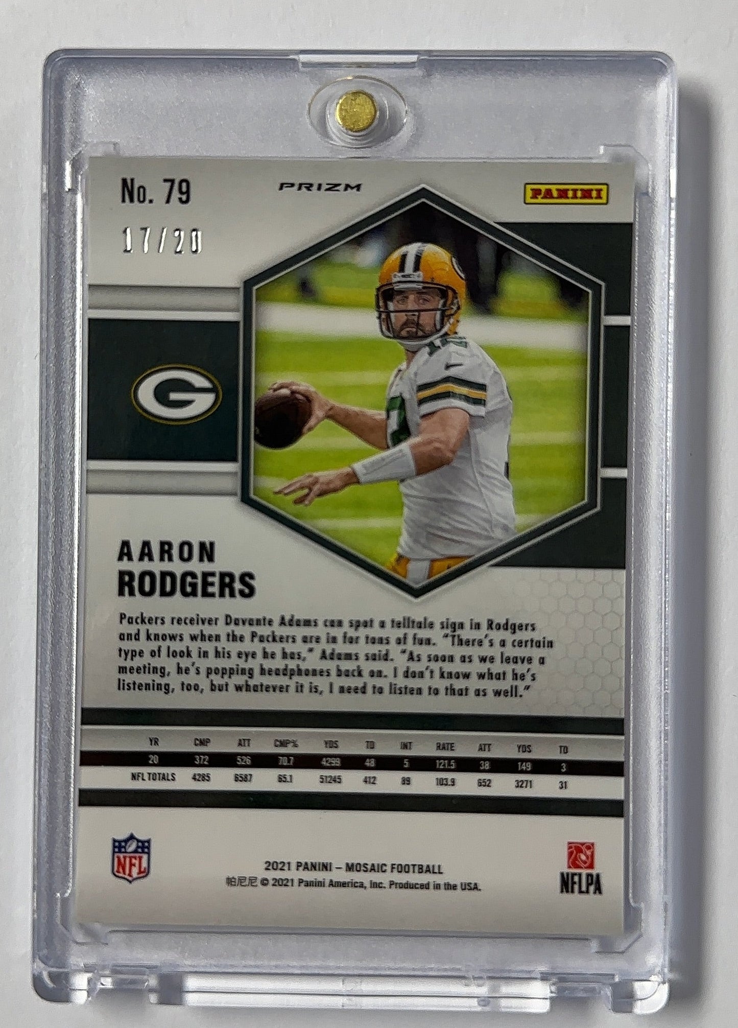 Aaron Rodgers /20 Mosaic — back