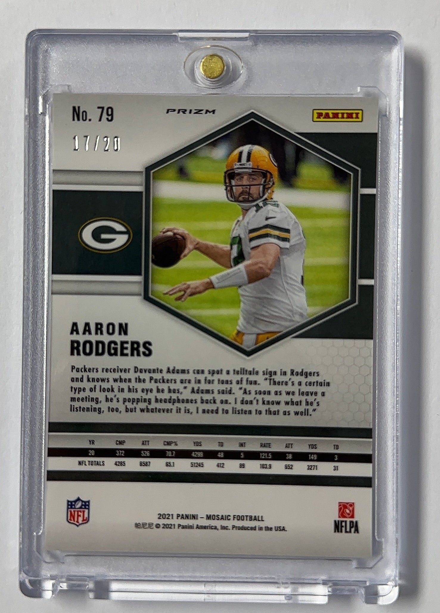 Aaron Rodgers /20 Mosaic — back