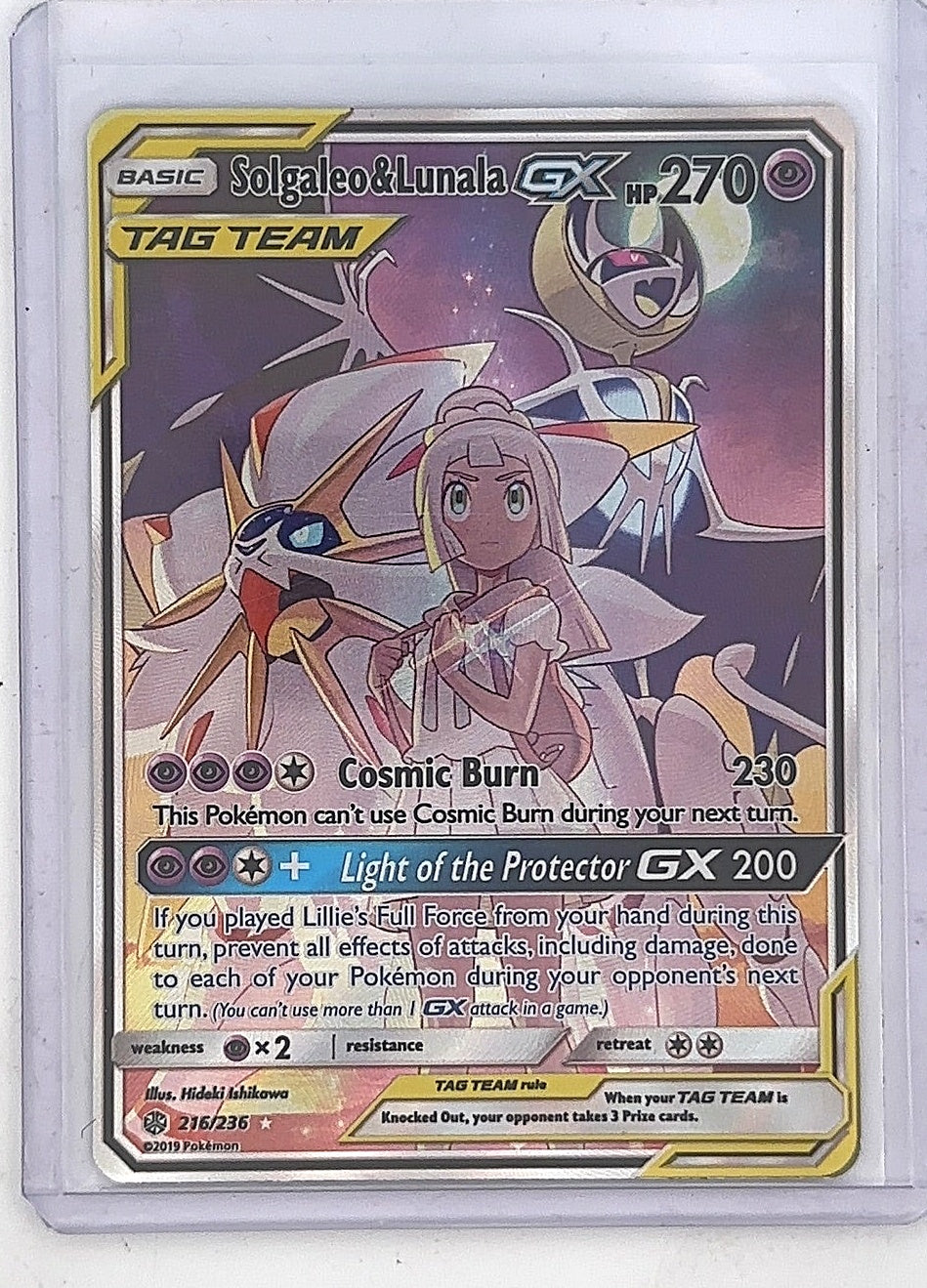 Solgaleo & Lunala GX (Full Art) #216/236 — front
