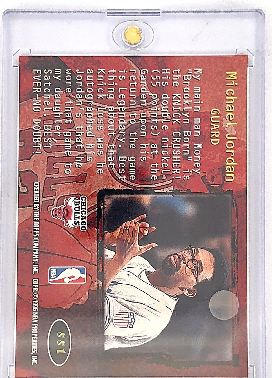 DAMAGED Michael Jordan Spike Says Topps Stadium Club #SS1 — back