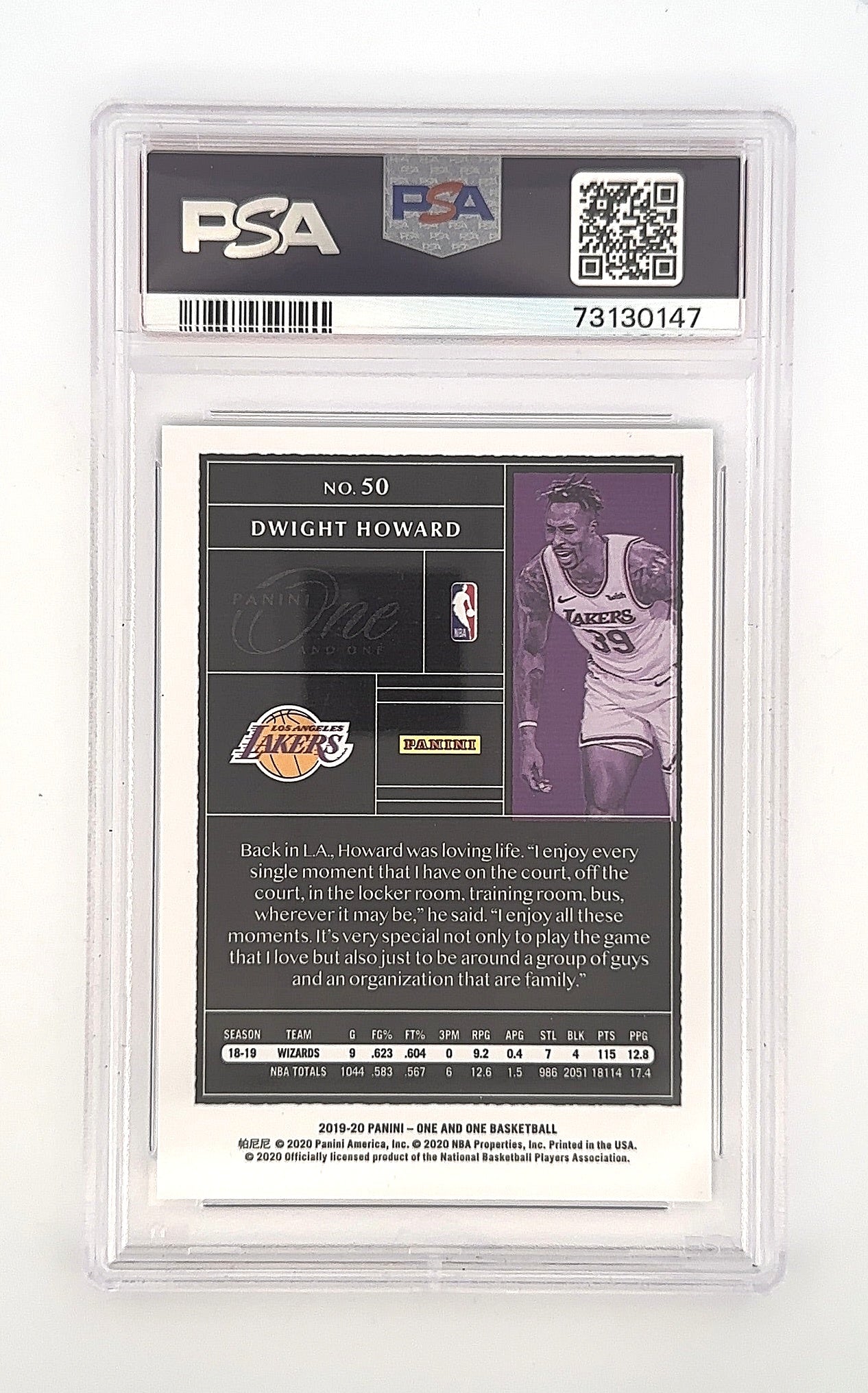 2019 Panini One and One Dwight Howard /25 #50 PSA 9 — back