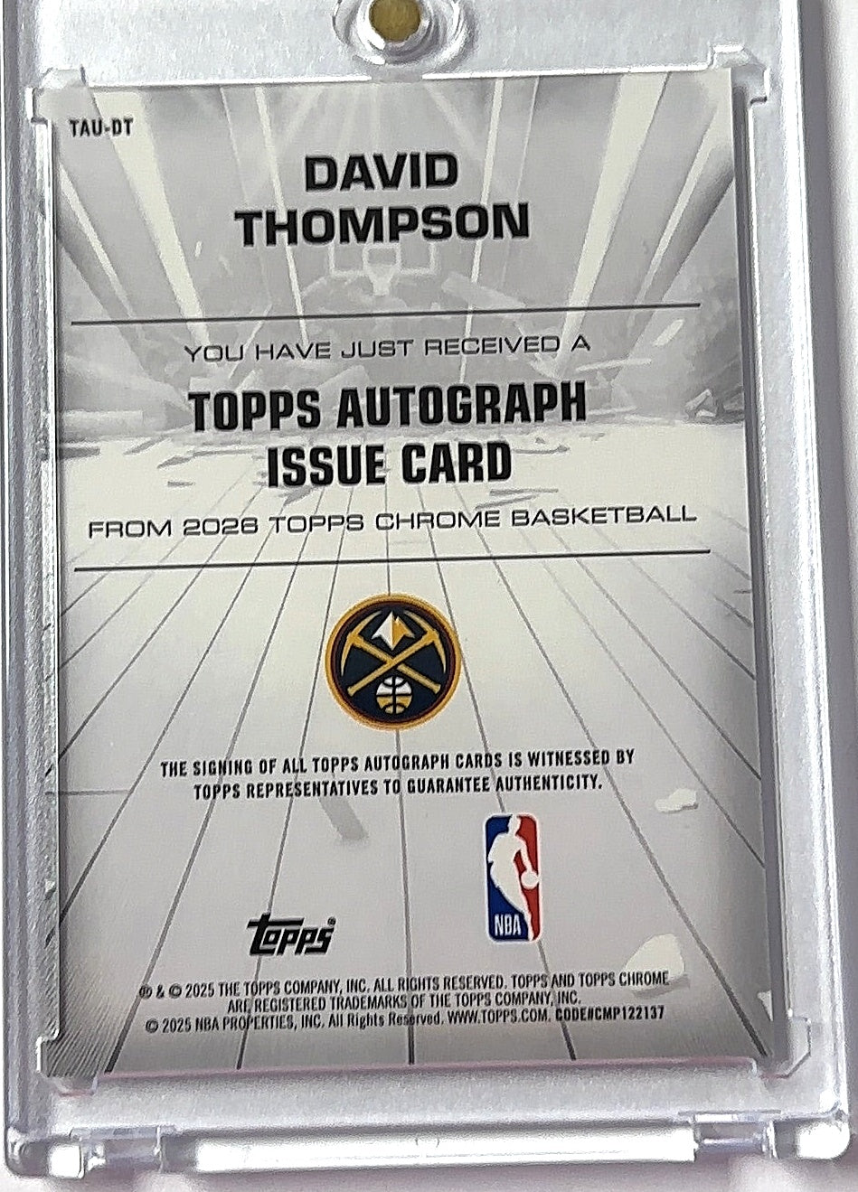 2025 Topps Chrome David Thompson Auto /75 — back