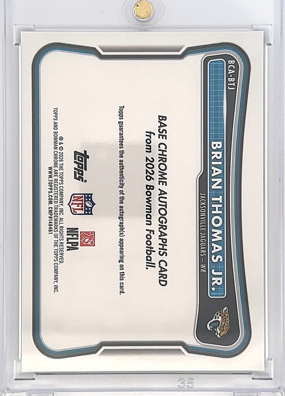 2026 Bowman Chrome Autograph NFL Brian Thomas Jr. [Green Refractor] #BCA-BTJ — back