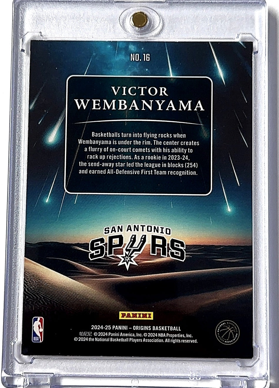 2024 Panini Origins Meteor Shower Victor Wembanyama [Maroon] #16 RC — back