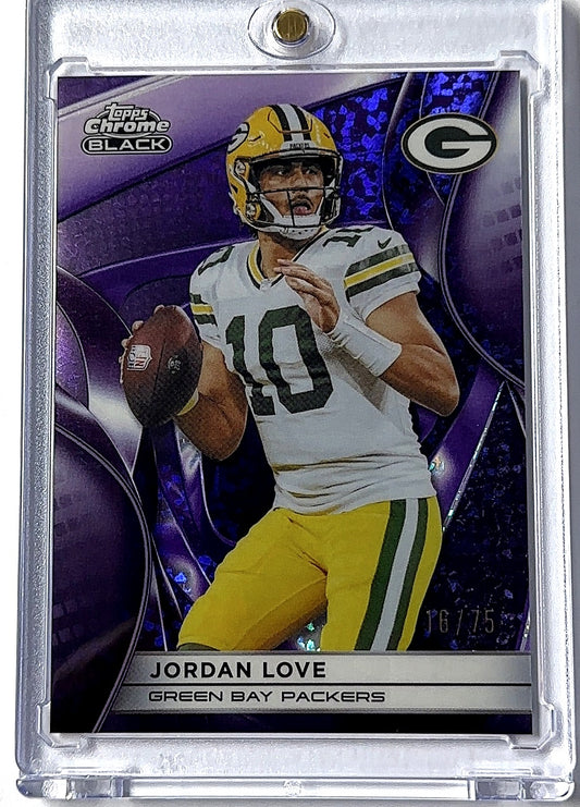 2025 Topps Chrome Black Jordan Love [Purple Refractor] #40 RC — front