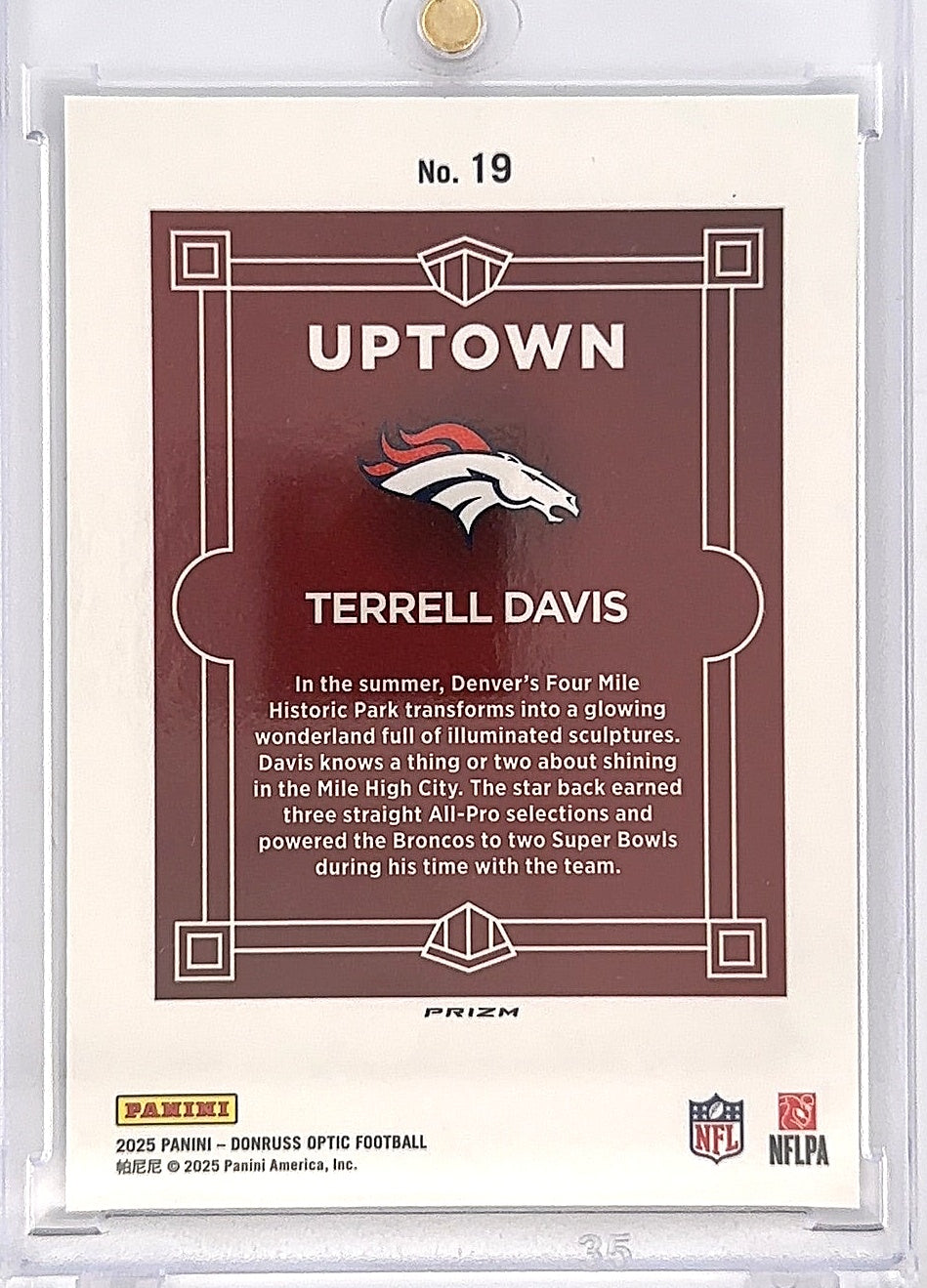2025 Panini Donruss Optic Uptown Terrell Davis #19 — back