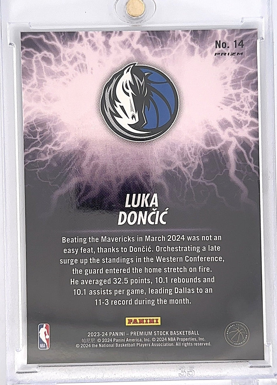 2023 Panini Hoops Premium Stock High Voltage Luka Doncic #14 — back