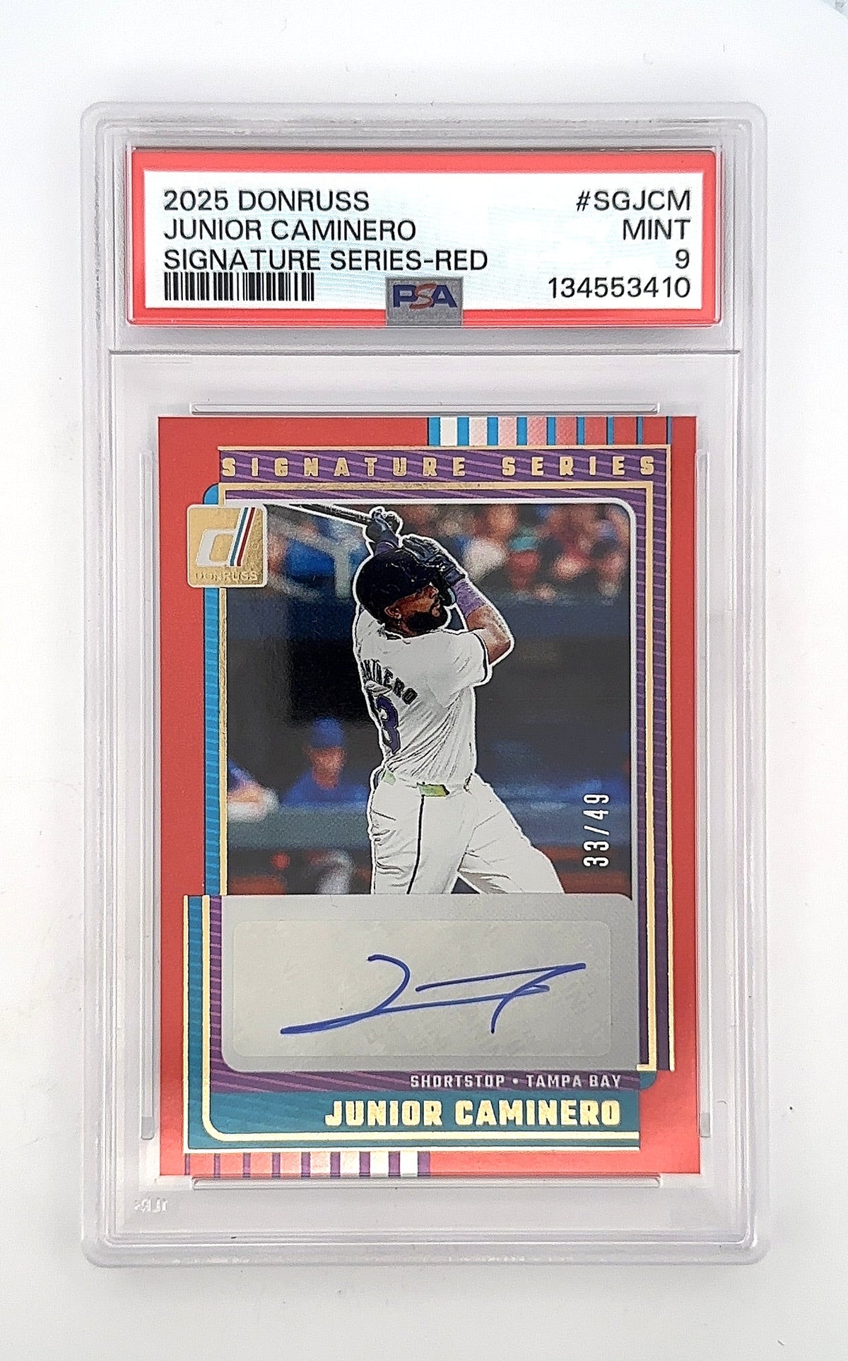 Junior Caminero 2025 Donruss Signature Series PSA MINT 9 — front