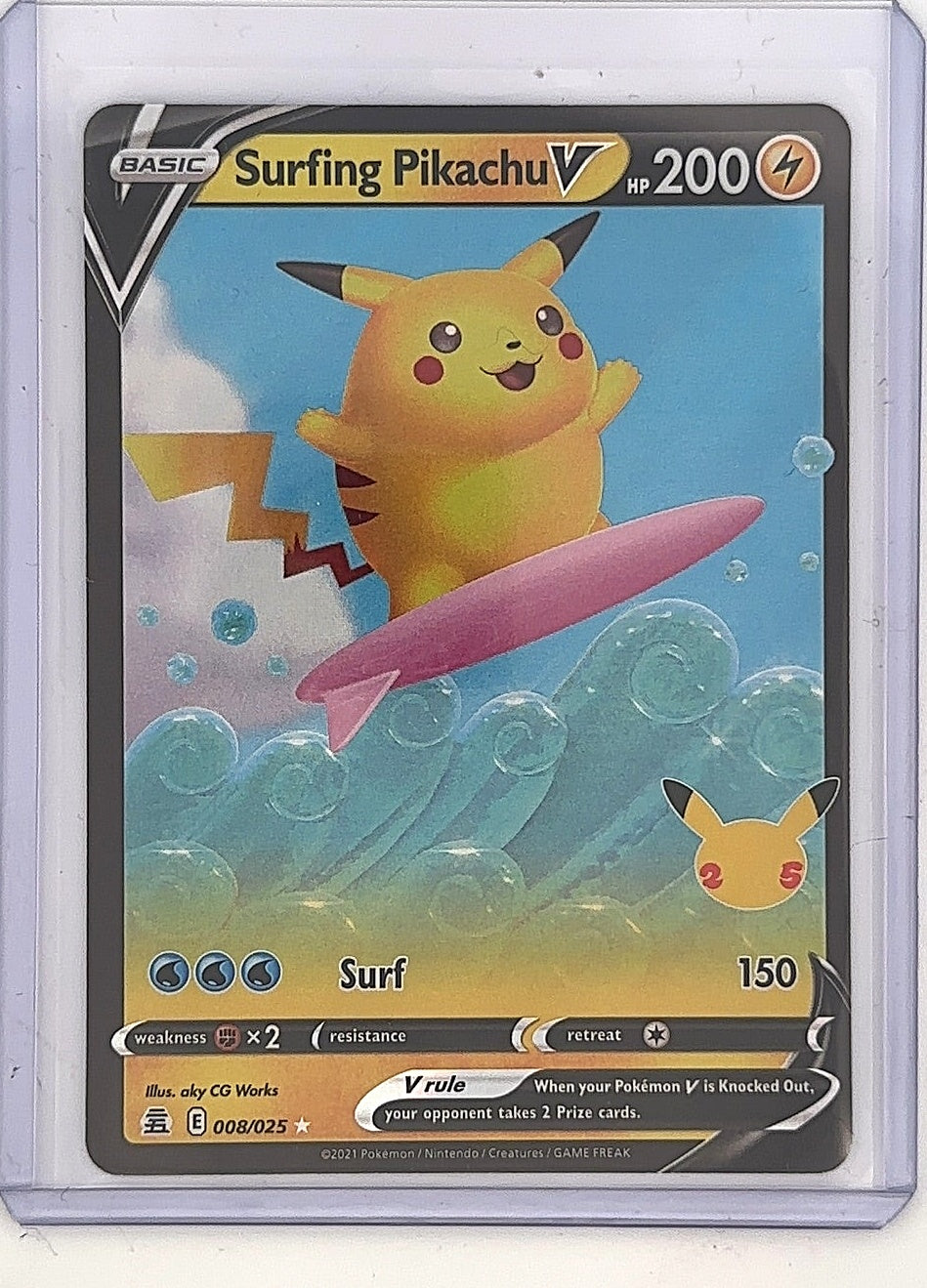 Surfing Pikachu V #008/025 — front
