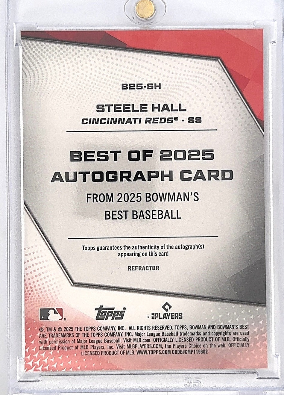 2025 Bowman's Best Autograph Steele Hall [Refractor] #B25-SH — back