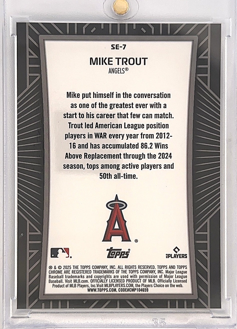 2025 Topps Chrome Shadow Etch Mike Trout #SE-7 — back