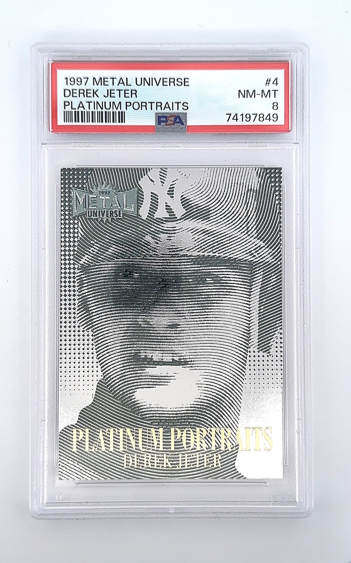 Derek Jeter 1997 Metal Universe Platinum Portraits PSA NM-MT 8 — front