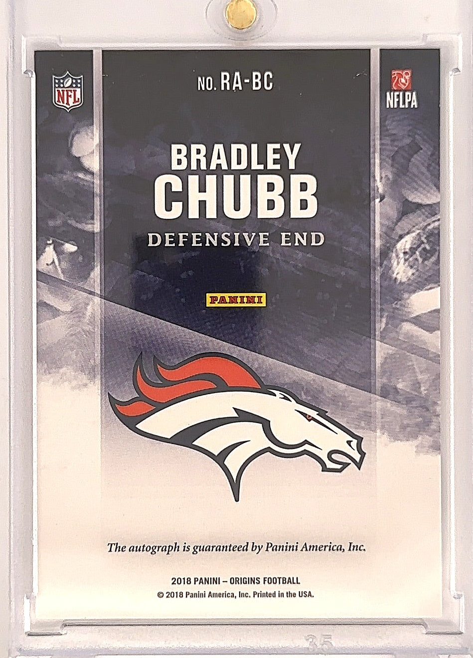 2018 Panini Origins Rookie Autographs Bradley Chubb /99 [Red] #RA-BC — back