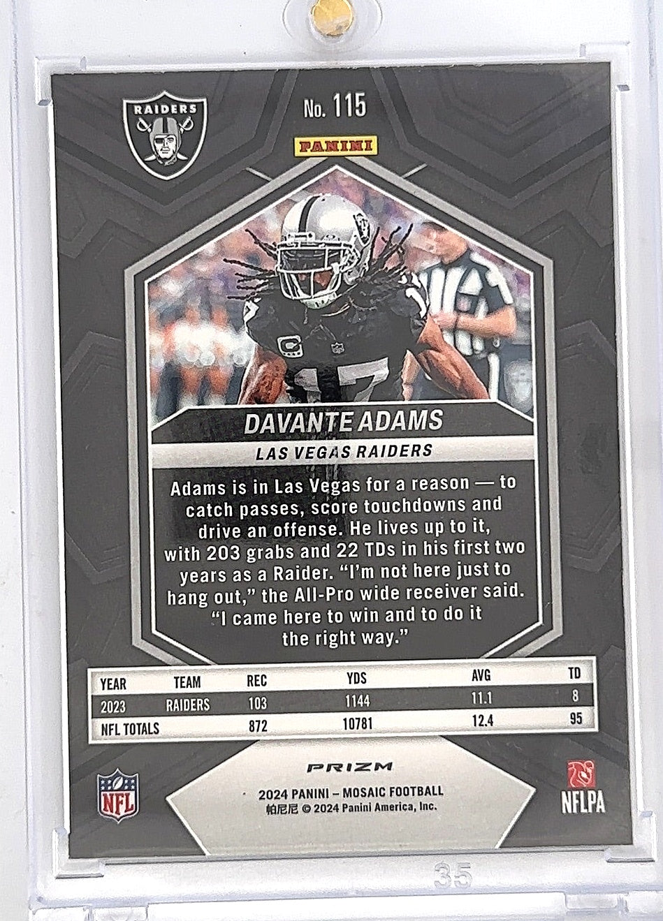 2024 Panini Mosaic Davante Adams [Genesis] #115 — back