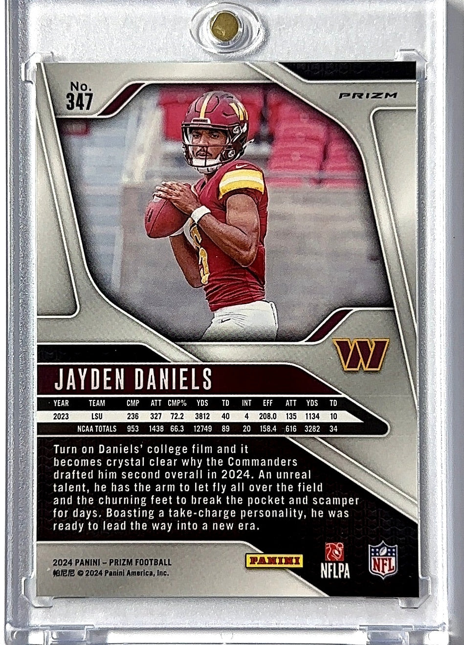 2024 Panini Prizm Jayden Daniels [Green] #347 RC — back
