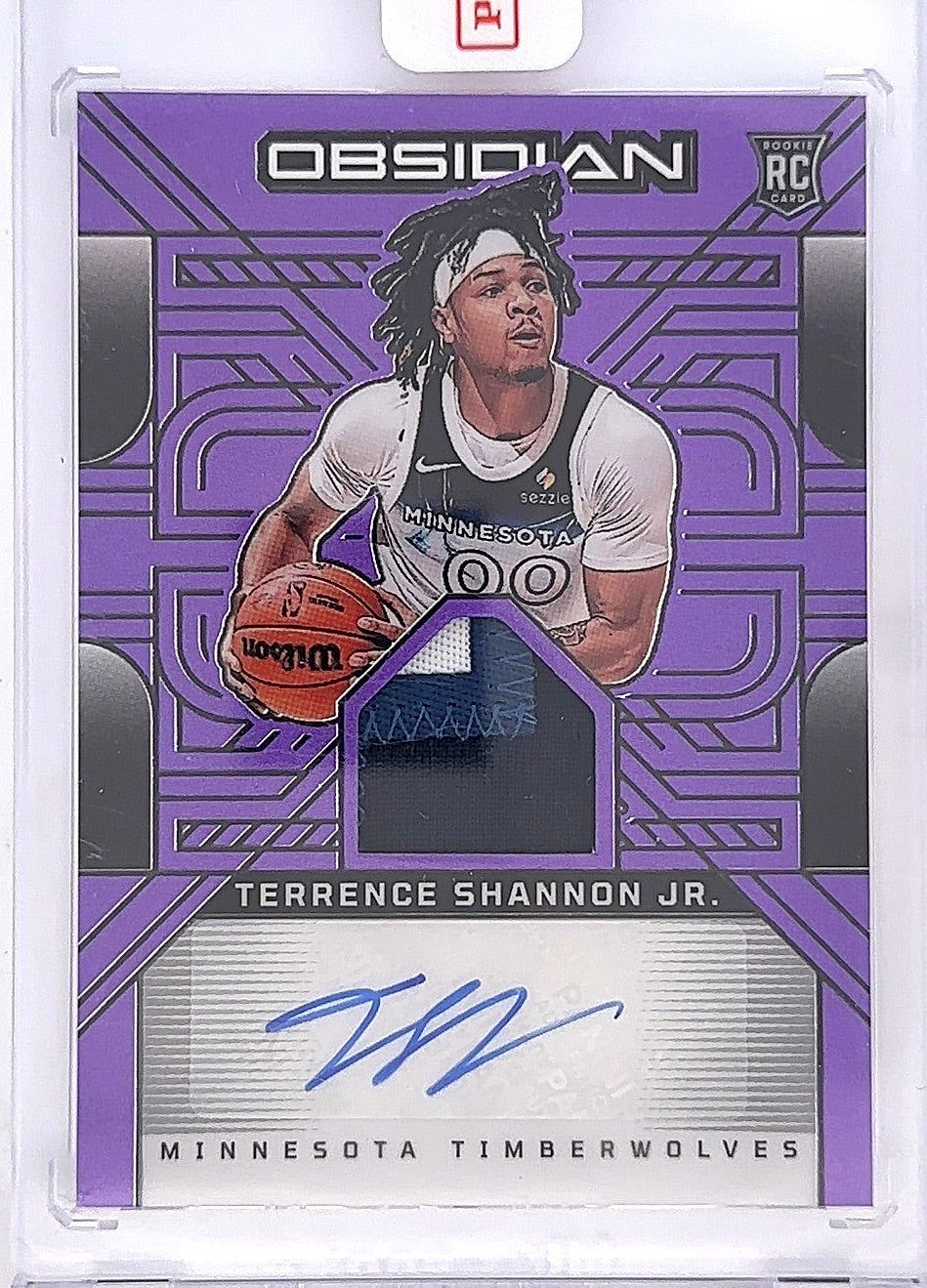 2024 Panini Obsidian Rookie Jersey Ink Terrence Shannon Jr. [Electric Etch Purple Flood] #RJI-TSJ — front
