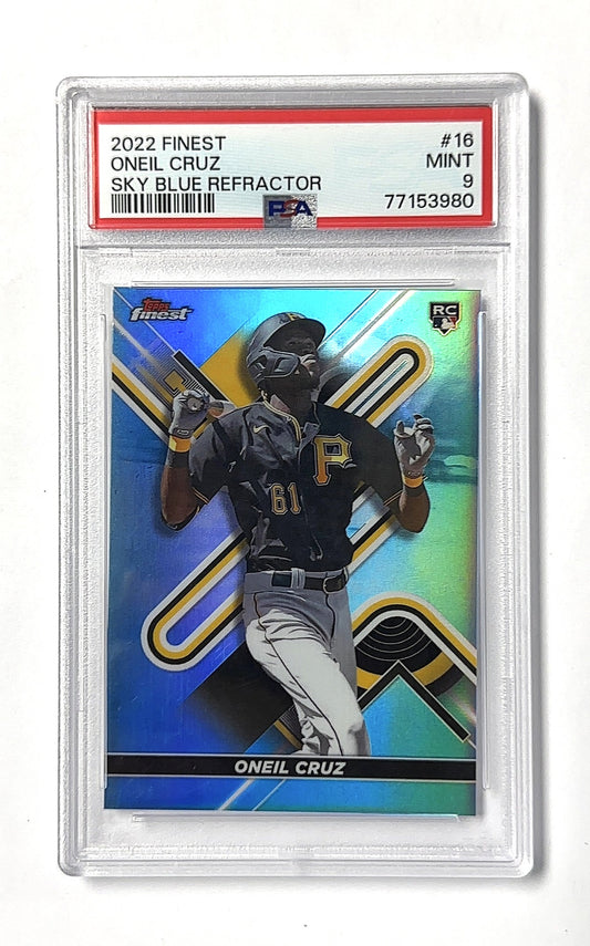 2022 Topps Finest Oneil Cruz [Sky Blue Refractor] #16 RC PSA 9 — front