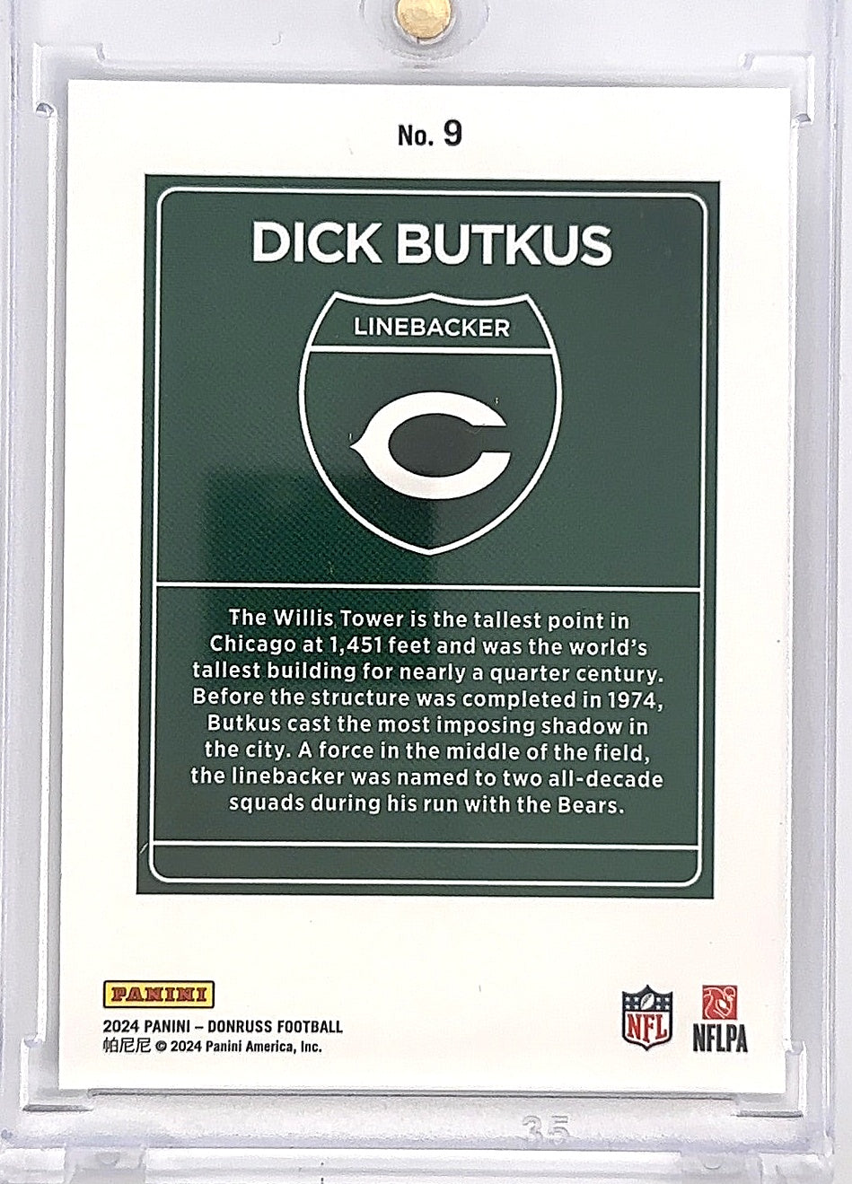 2024 Panini Donruss Downtown Dick Butkus #9 — back