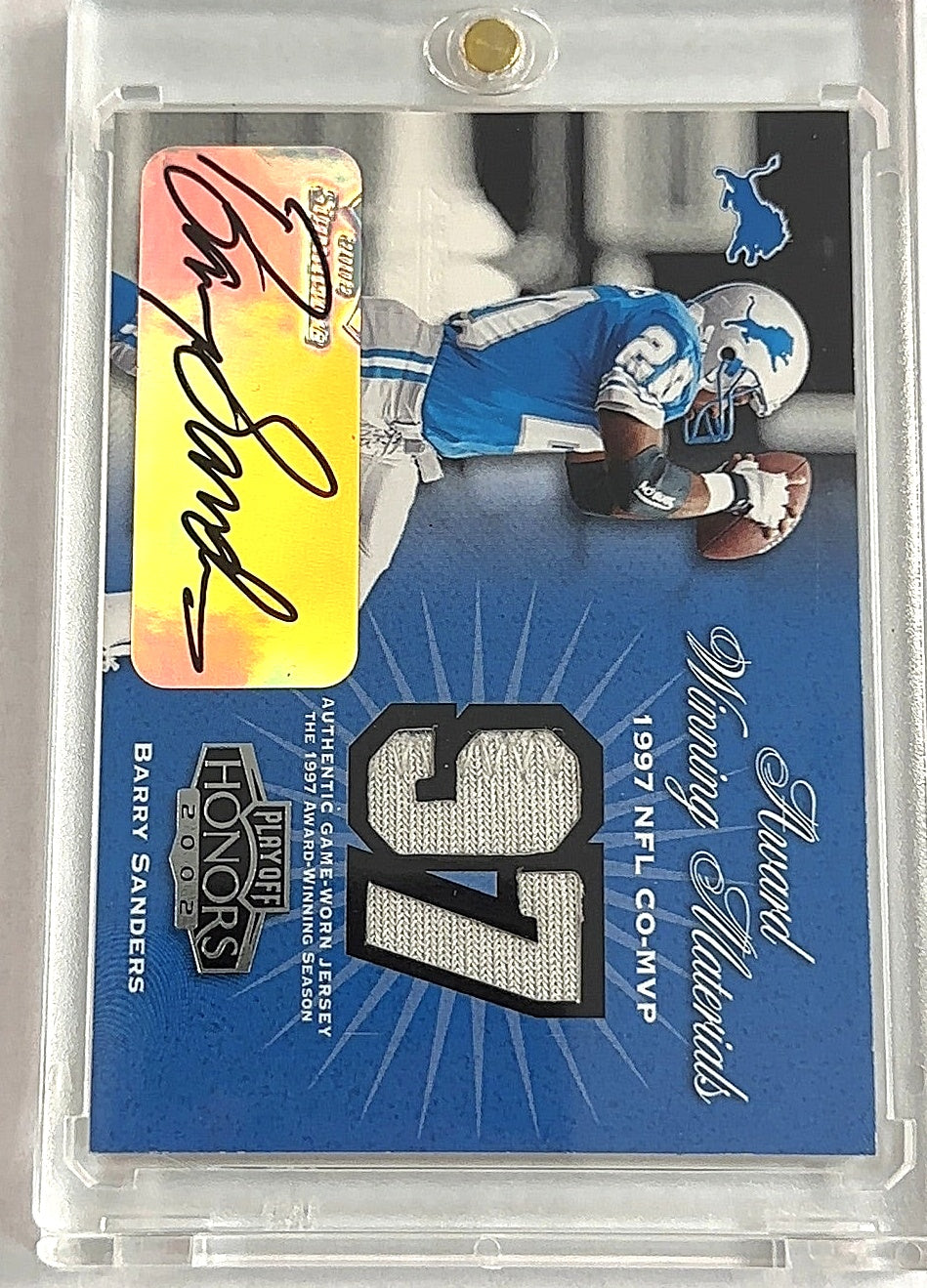 Barry Sanders 2002 Honors Patch Auto AW-9 /150 — front
