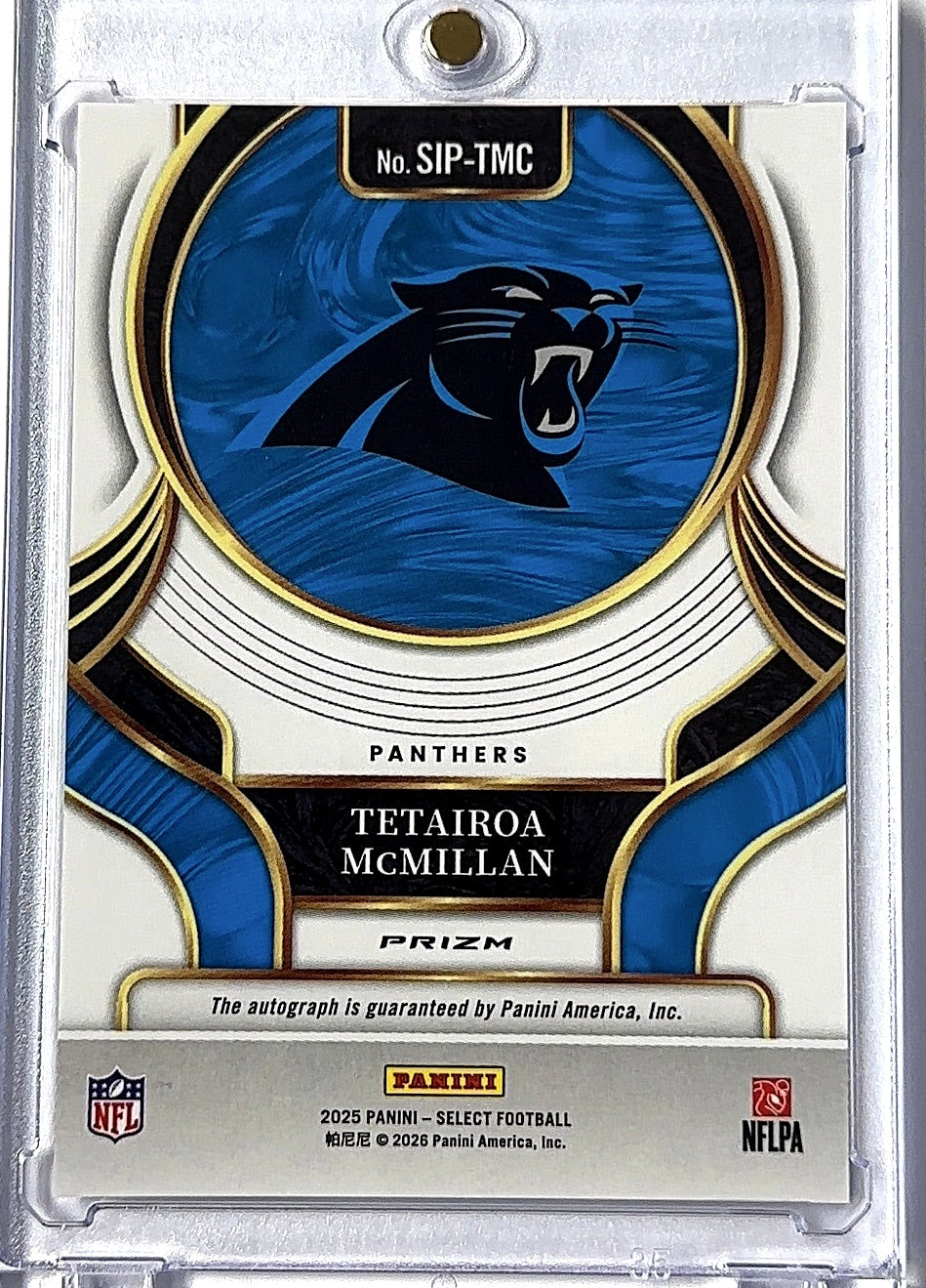 2025 Panini Select Select Signature Prizm Tetairoa McMillan #SIP-TMC RC AUTO — back