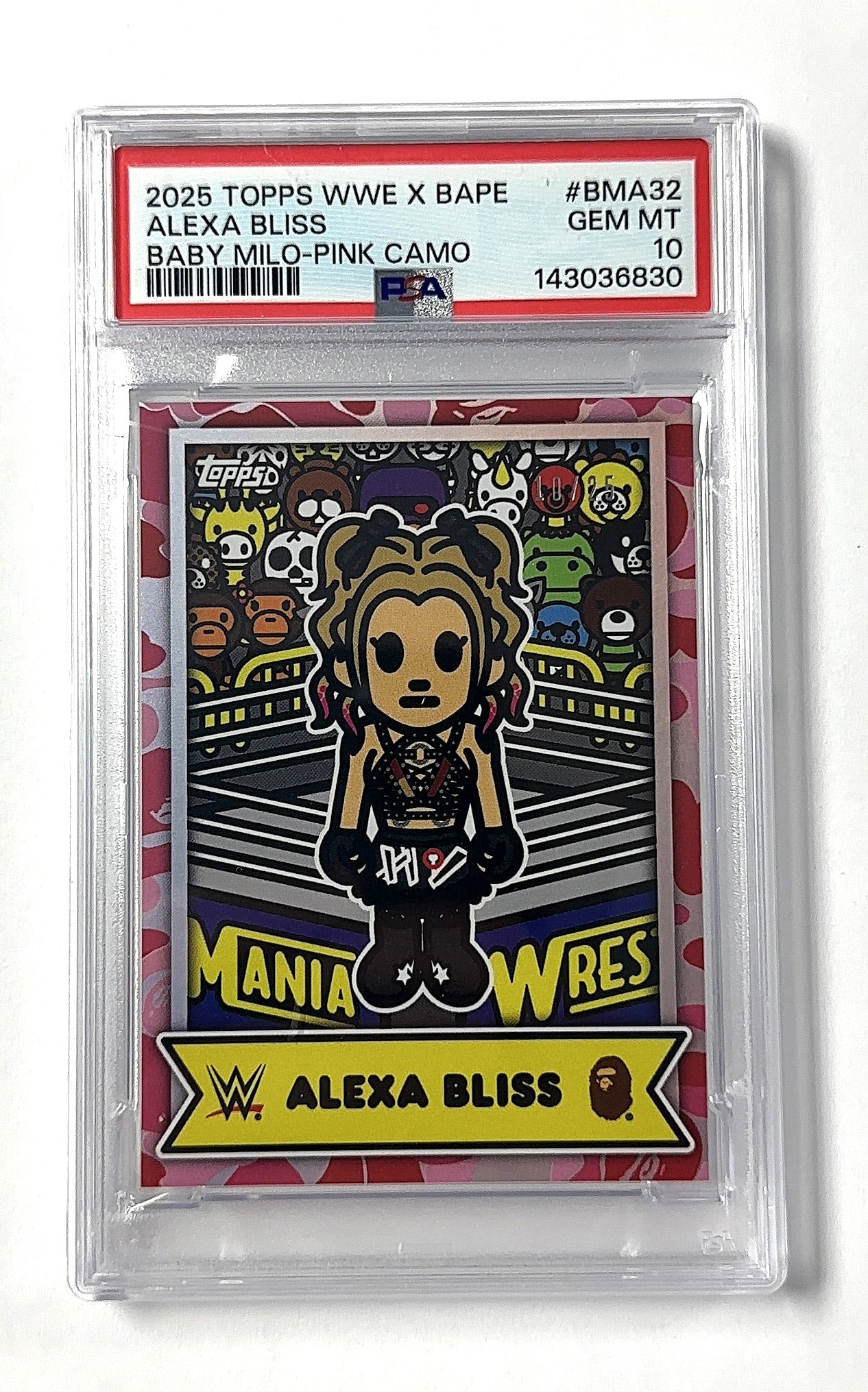 WWE X BAPE Alexa Bliss Pink Camo PSA GEM MT 10 — front
