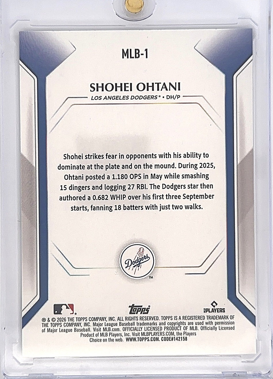2026 Topps Collectors Kit Shohei Ohtani #MLB-1 — back