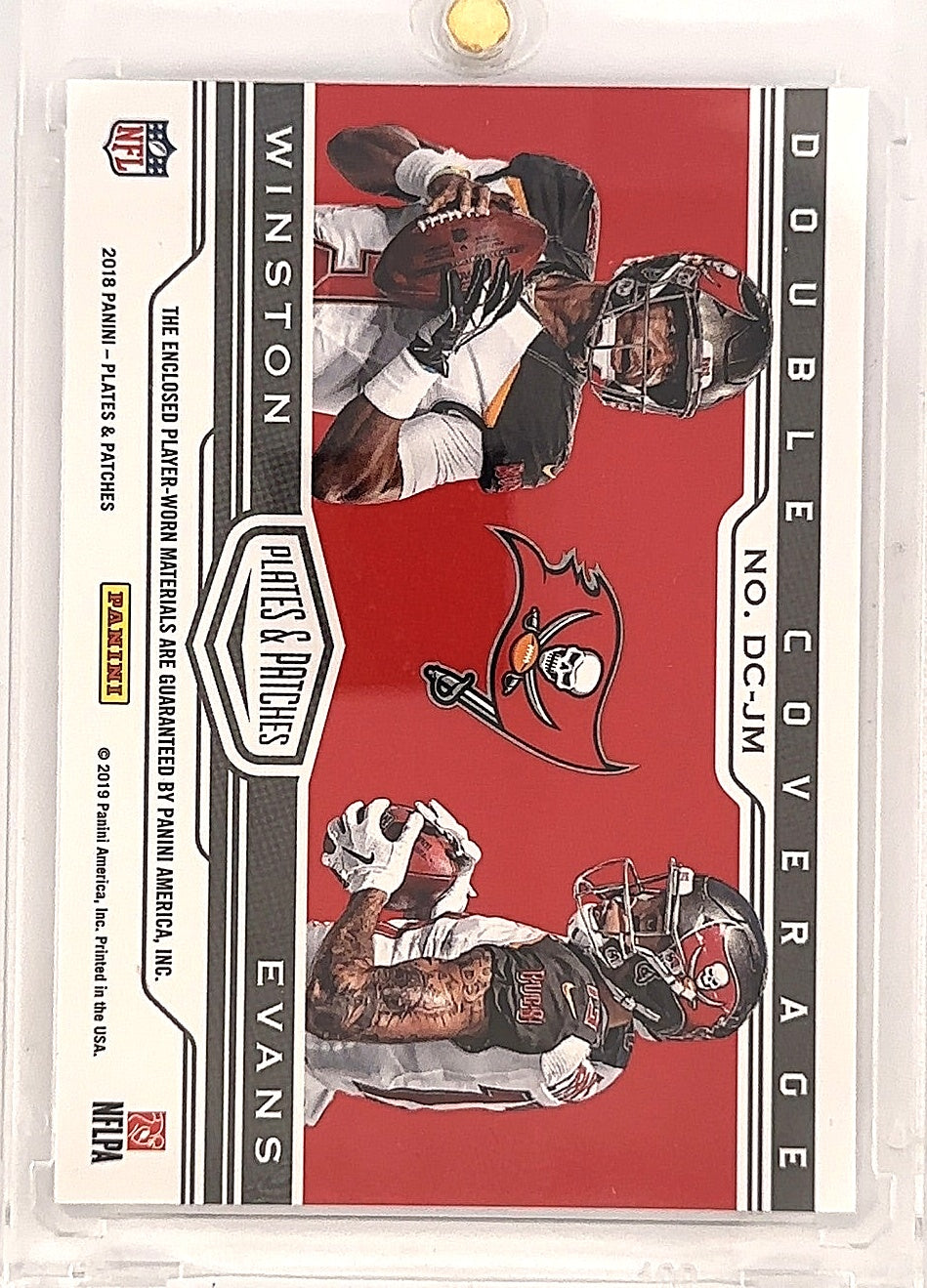 2018 Panini Plates & Patches Double Coverage Jameis Winston / Mike Evans [Blue] #04/45 — back
