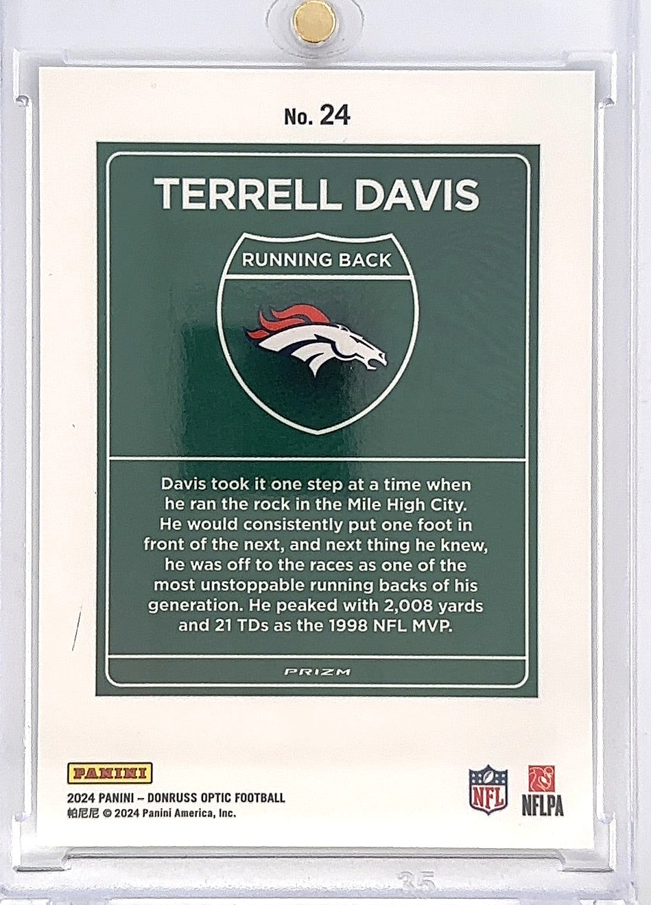 2024 Panini Donruss Optic Downtown Terrell Davis #24 — back