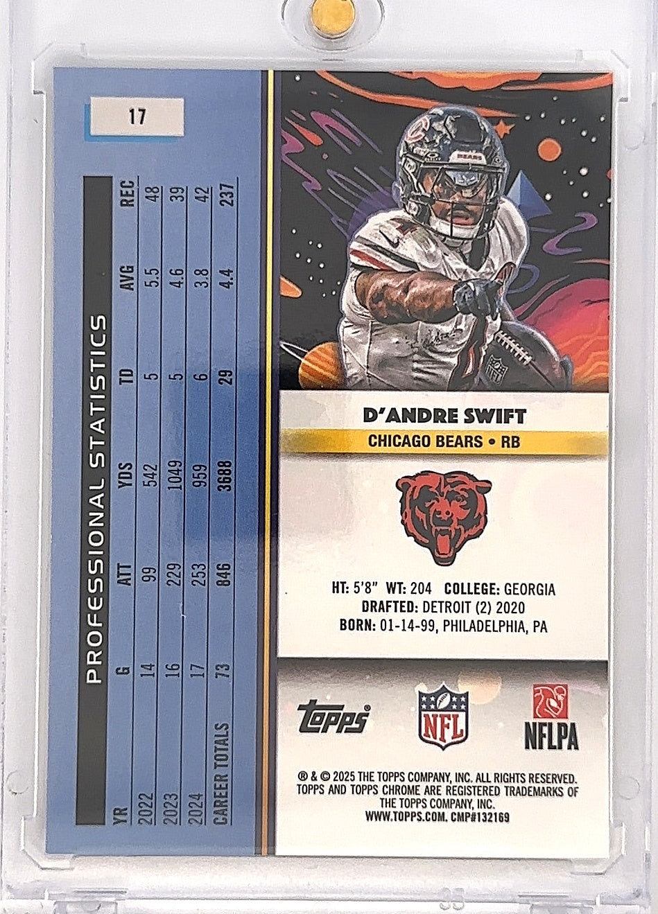 2025 Topps Cosmic Chrome D'Andre Swift [Black Eclipse Refractor] #17 — back