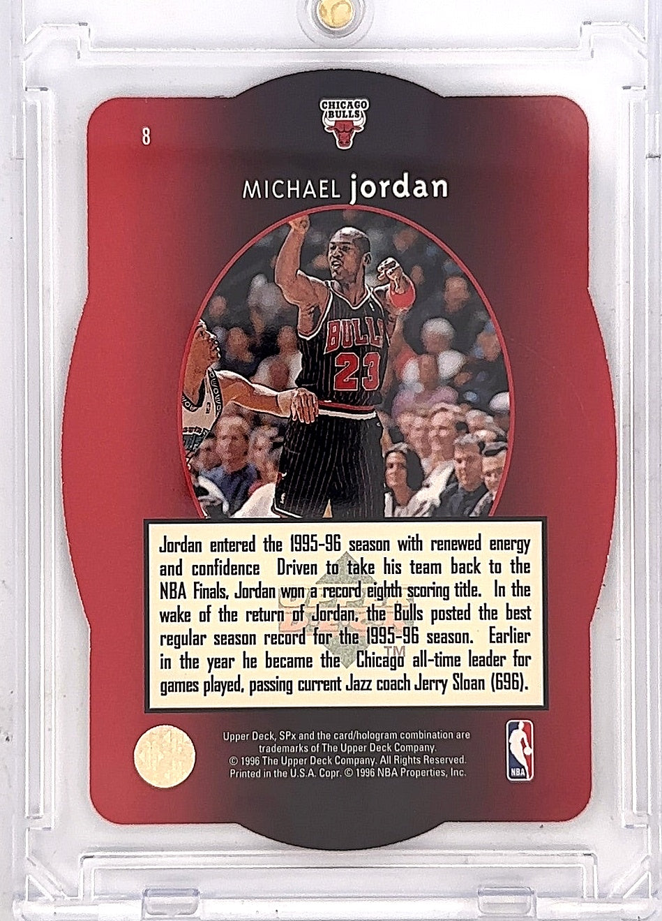 1996 Spx Michael Jordan #8 — back