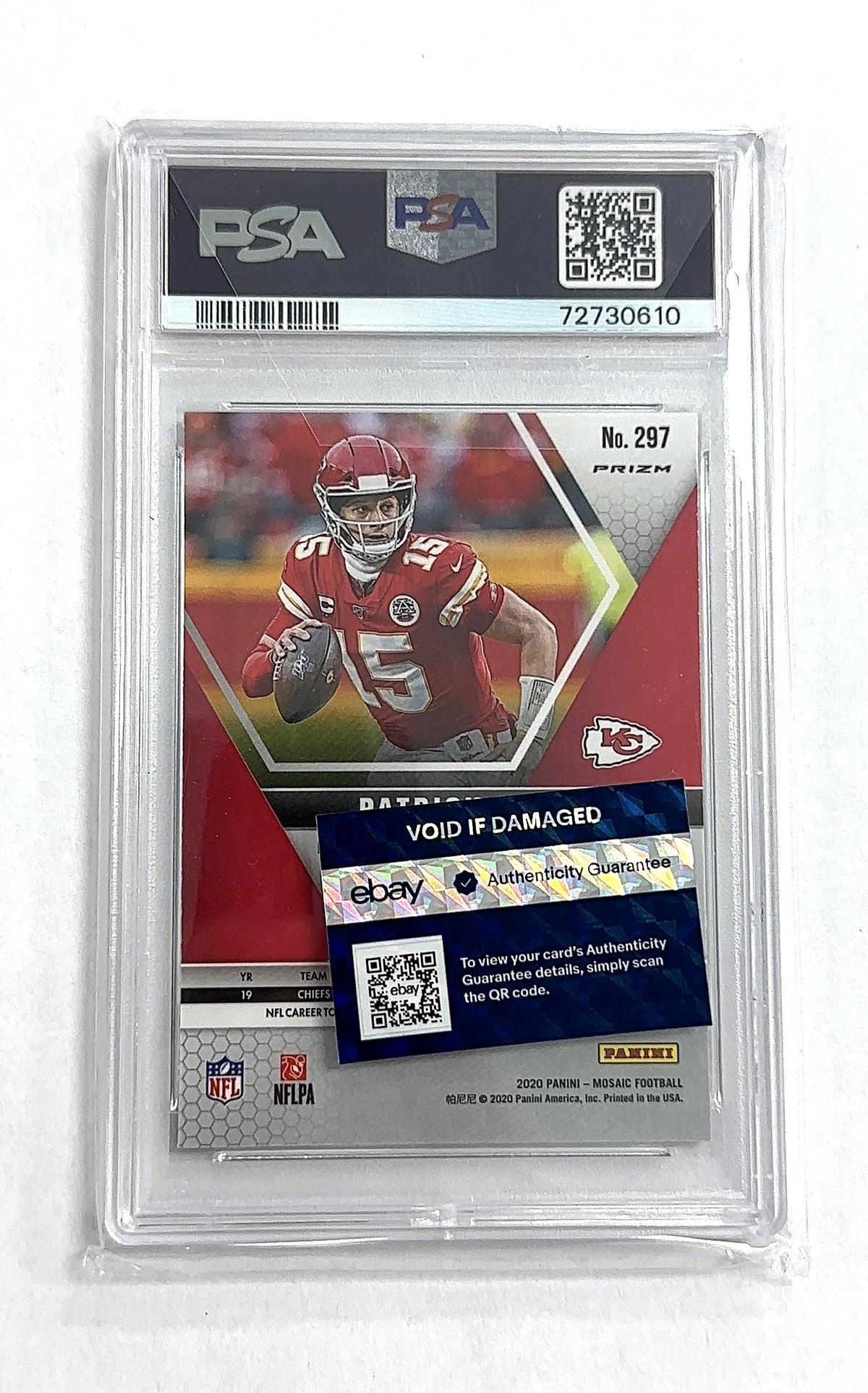 2020 Panini Mosaic Patrick Mahomes II [Genesis] #297 PSA 10 — back