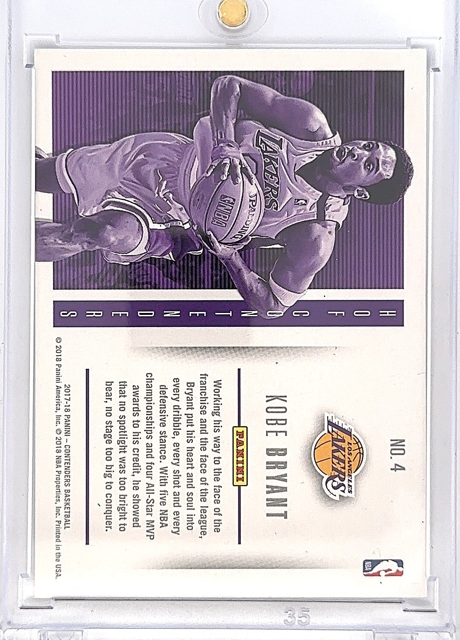 2017 Panini Contenders Hall of Fame Contenders Kobe Bryant #4 [Right Corner Ding] — back