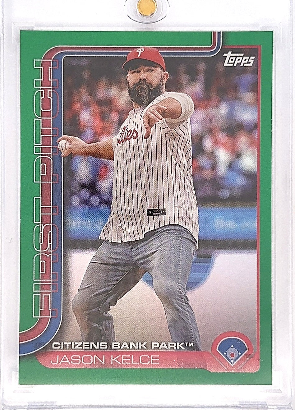2025 Topps First Pitch Jason Kelce [Green] #FP-1 — front