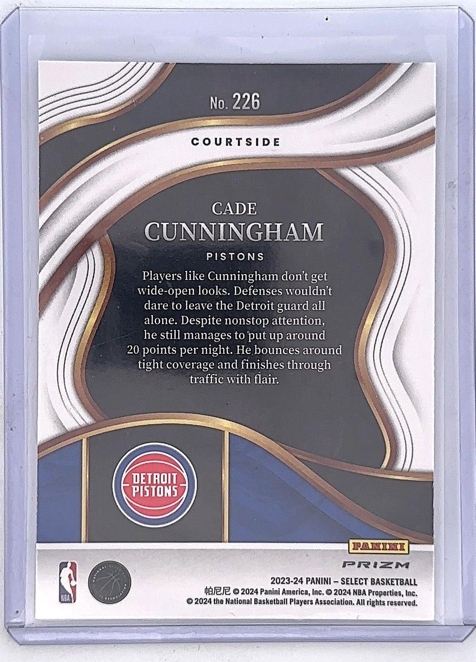 Cade Cunningham #226 Elephant Print — back