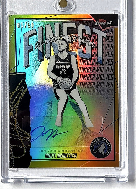 2025 Topps Finest Autographs Donte DiVincenzo [Gold Refractor] #FAU-DD RC AUTO — front