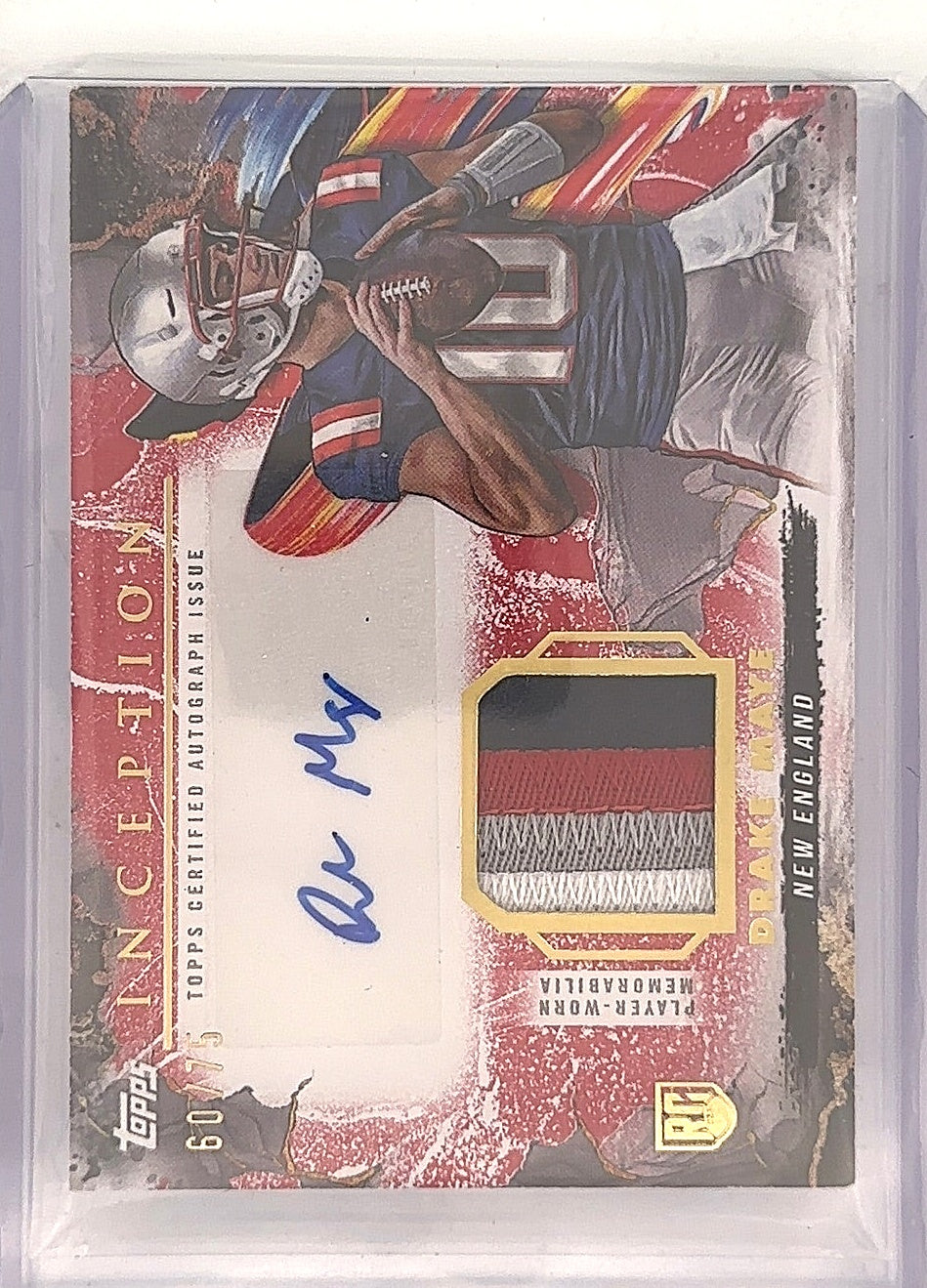 2024 Topps Inception Provenance Patch Autograph Drake Maye [Red] #PPA-DM — front