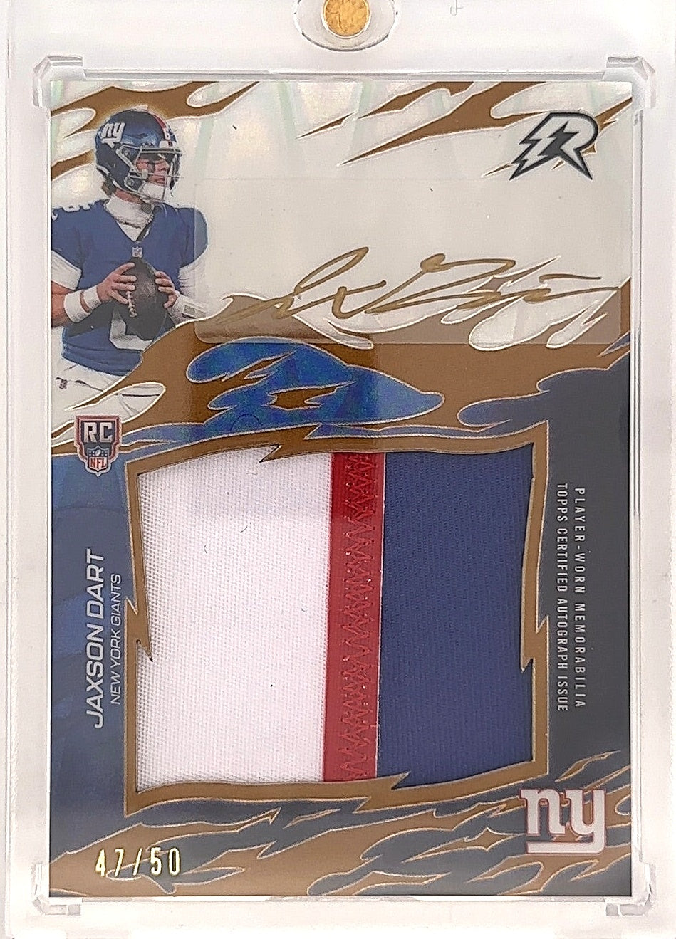 2025 Topps Resurgence Rookie Relic Signature Jaxson Dart [Gold] #RRS-JD — front