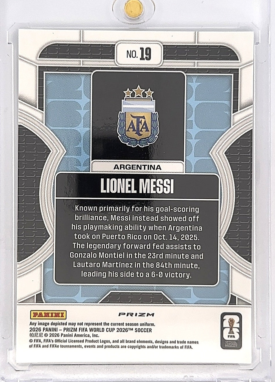 Prizm World Cup Lionel Messi Phenomenon [Wave] #19 — back